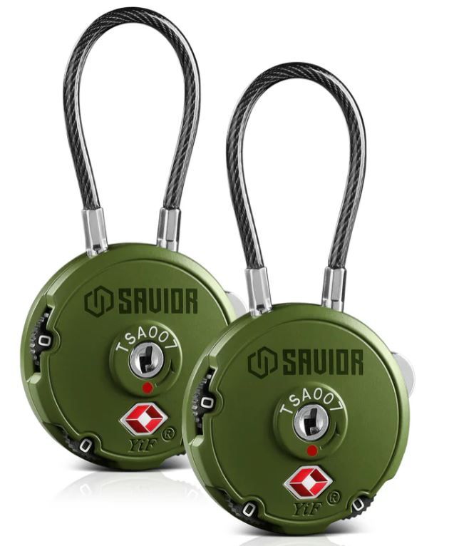 Savior Equipment 3-Digit Cable Lock, OD Green (LK-ROUND-OG-DUAL)