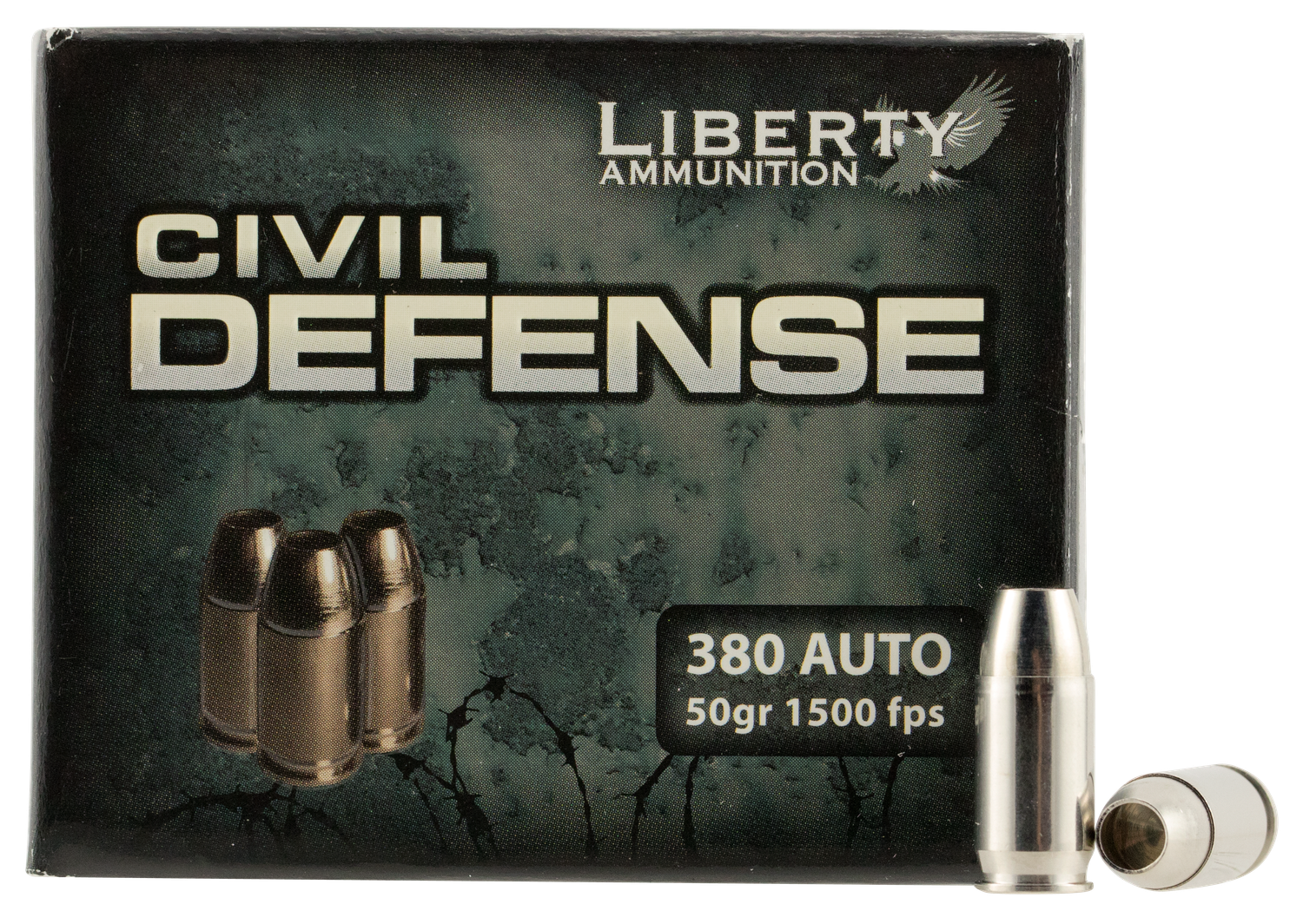 Liberty Civil Defense Pistol Ammunition LACD380023 380 ACP, Hollow Point (HP), 50 GR, 1500 fps, 20 Rd/bx