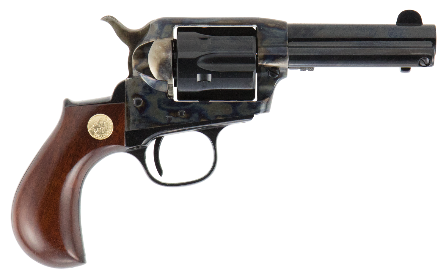 Cimarron Lightning SAO Revolver CA980, 38 Special, 3.50", Birdshead Walnut Grips, Case Hardened Finish, 6rd