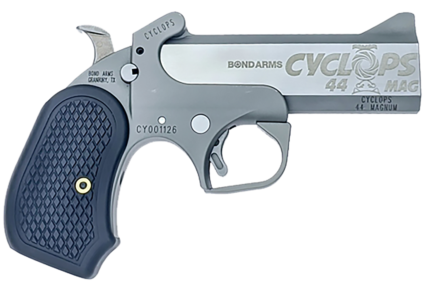 Bond Cyclops Big Bore Pistol BACY, 44 Mag, 4.25in, Black Extended B6 Resin Grips, Matte Stainless Finish, 1 Rd