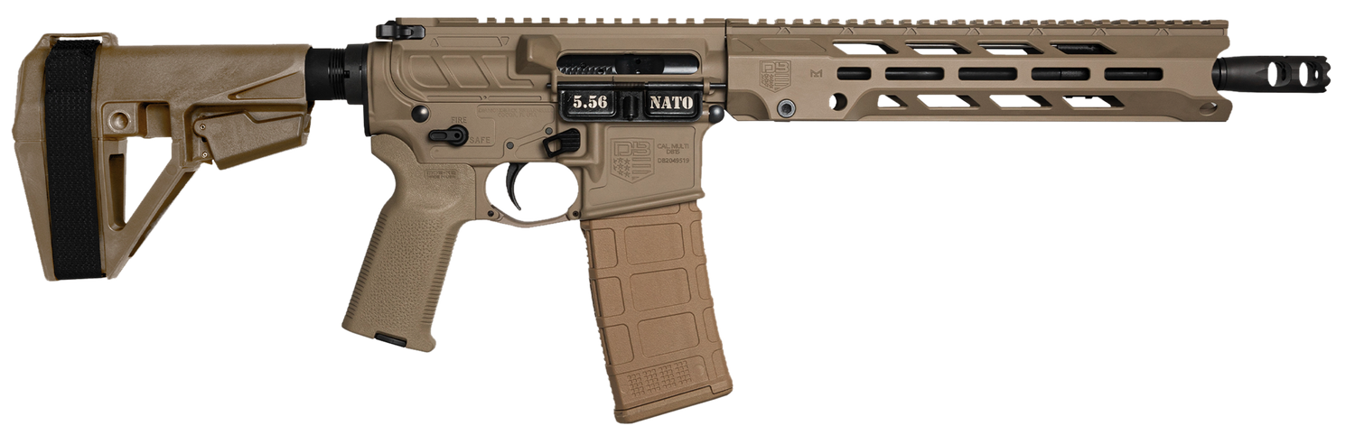 Diamondback Obsidian DB15 Pistol DB1984K061, 5.56 NATO, 11.5in, SB Tactical SBA5 Brace, FDE Finish, 30 Rds