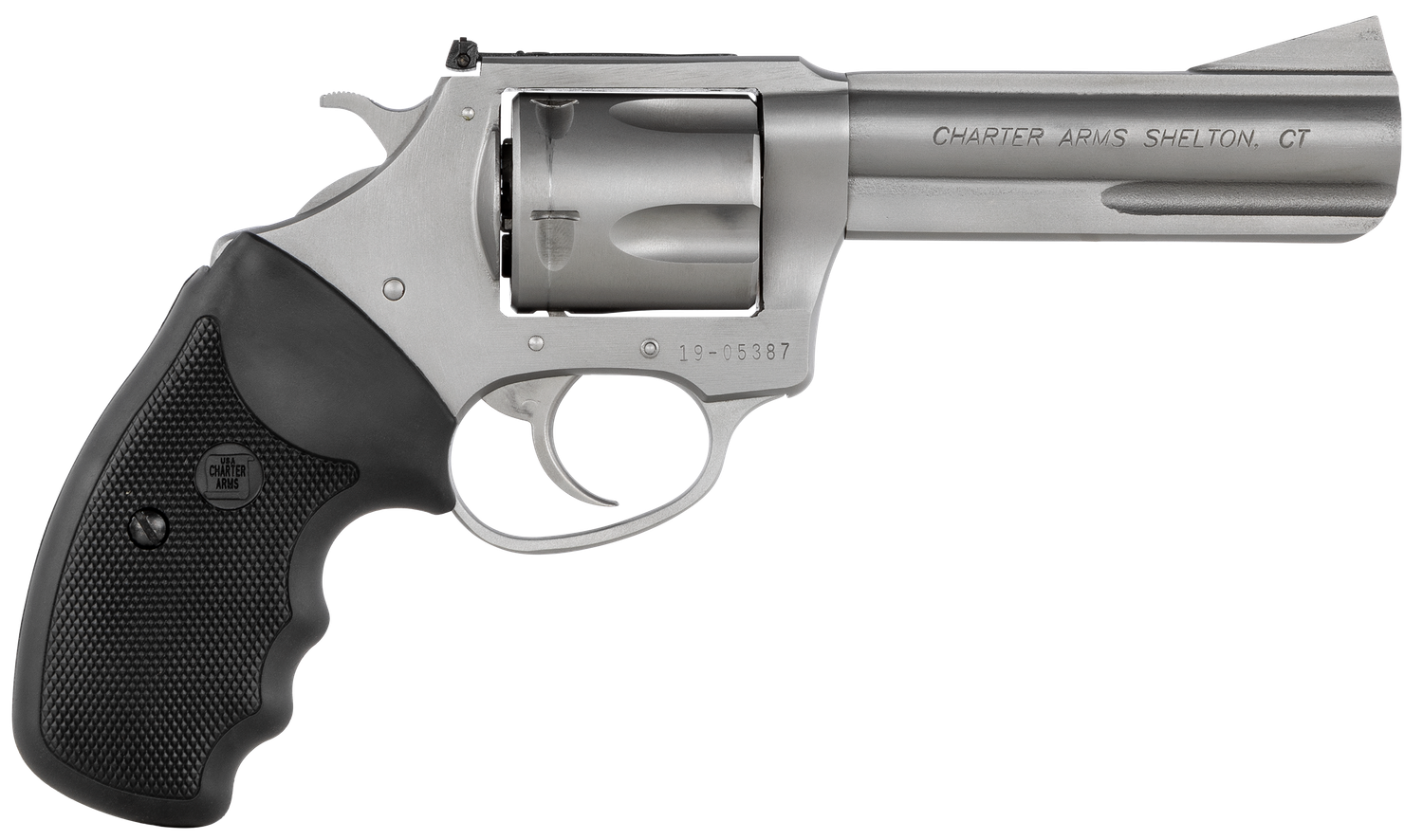 Charter Arms Bulldog Target Revolver 74442, 44 S&W Spl, 4.20", Black Rubber Grip, Matte Stainless Finish, 5 Rd