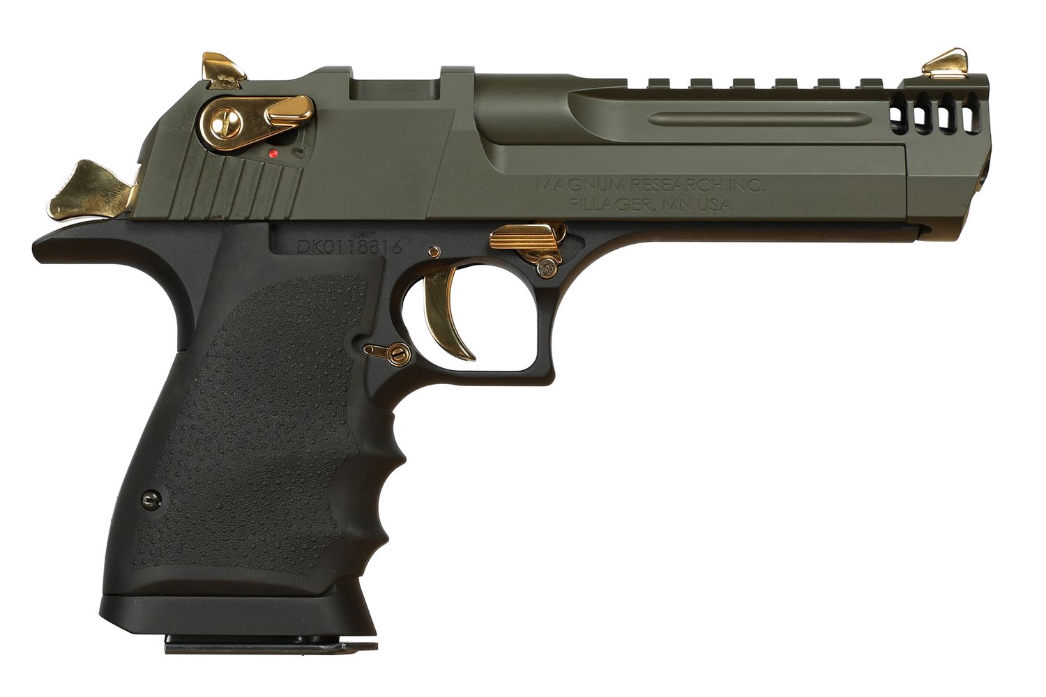 Magnum Research Desert Eagle L5 Pistol DE50L5MSG, 50 AE, 5.0in, Rubber Grips, Mil-Spec Green Cerakote, 7 Rds