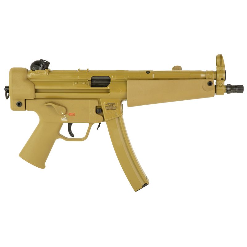 Heckler & Koch SP5 RAL8000, Semi-Auto Pistol 81001078, 9mm, 8.86 in, Threaded Barrel, FDE Finish, 30 Rds