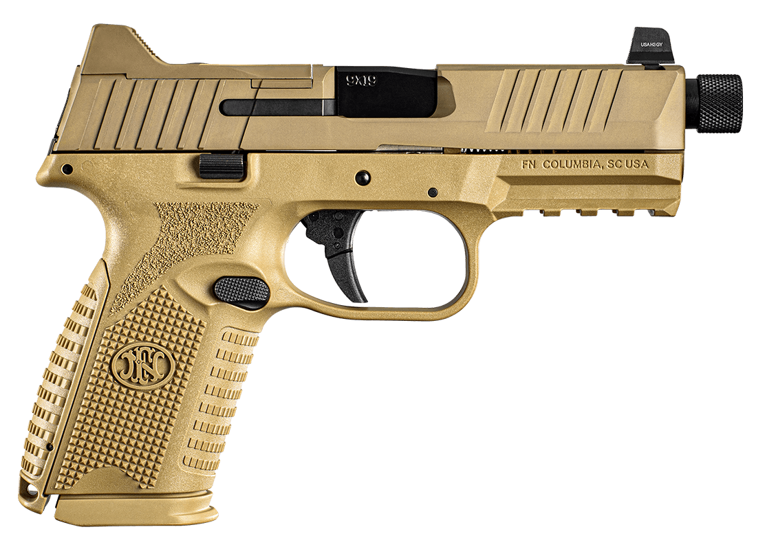 FN Herstal 509MT MRD Pistol 66100745, 9mm, 4.5 in, FDE Polymer Grip, Threaded, FDE Finish, 15/24 Rd