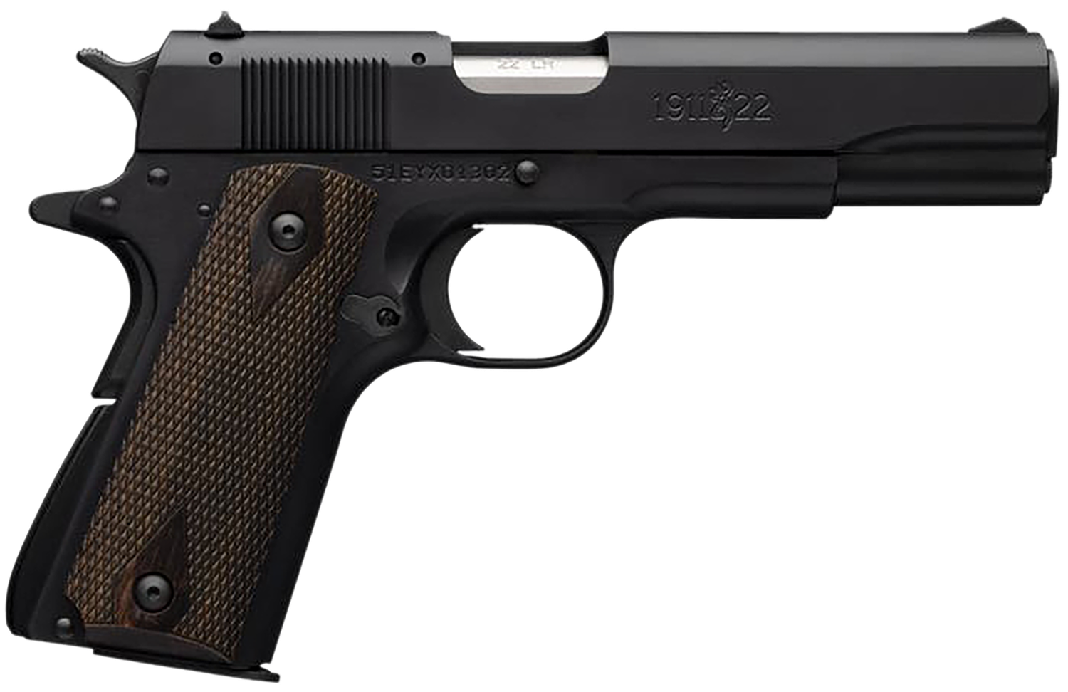 Browning 1911-22 A1 Single Action Pistol 051802490, 22 LR, 4.25", Brown Composite Grips, Matte Black Finish