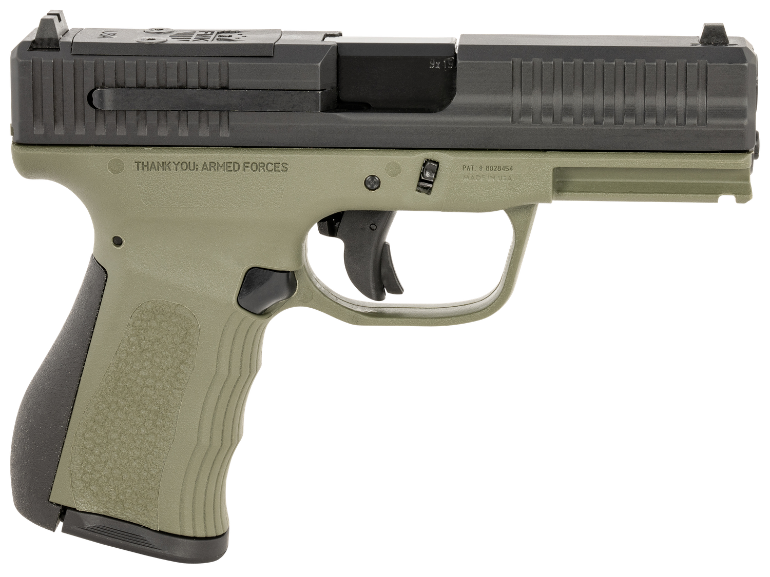 FMK G3 Optic Ready Pistol FMKG49OD, 9mm Luger, 4in, Black Backstrap Grips, OD Green Finish, 14 Rds