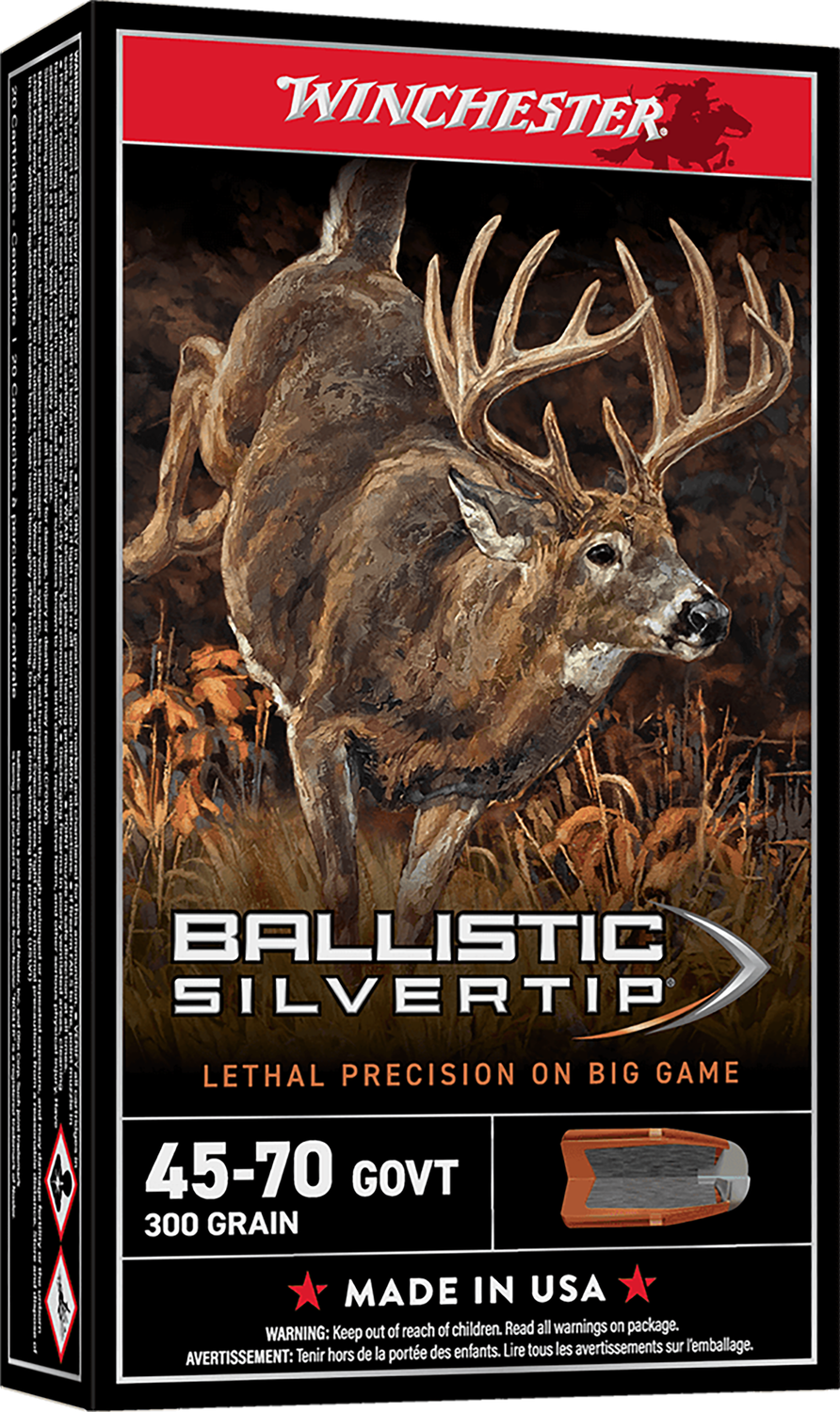 Winchester Supreme Rifle Ammunition SBST4570, 45-70 Government, Ballistic Silvertip, 300 GR, 20 Rd/bx