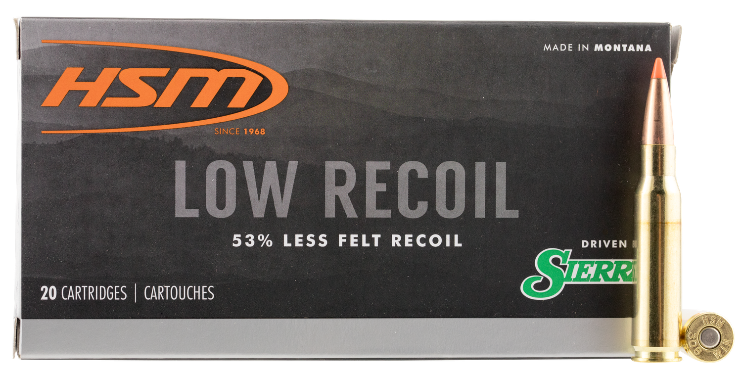 HSM Low Recoil Rifle Ammunition 30844N, 308 Winchester, Ballistic Tip, 150 GR, 2350 fps, 20 Rd/Bx