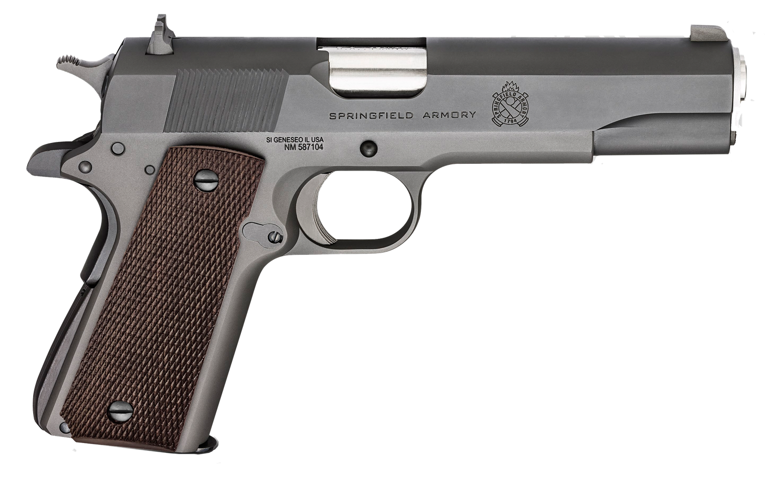 Springfield Defender 1911 Mil-Spec Pistol PBD9108L, 45 ACP, 5", Synthetic Wood Grips, Black Parkerized Finish, 7 Rds