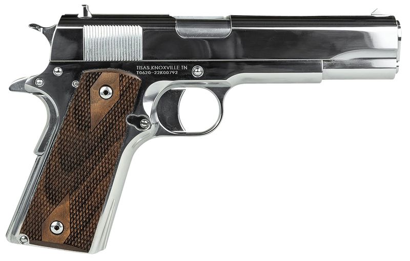 Tisas 1911 Regulator Pistol 10100513, 38 Super, 5in, Turkish Walnut Grips, Chrome High Polished Finish, 9 Rds