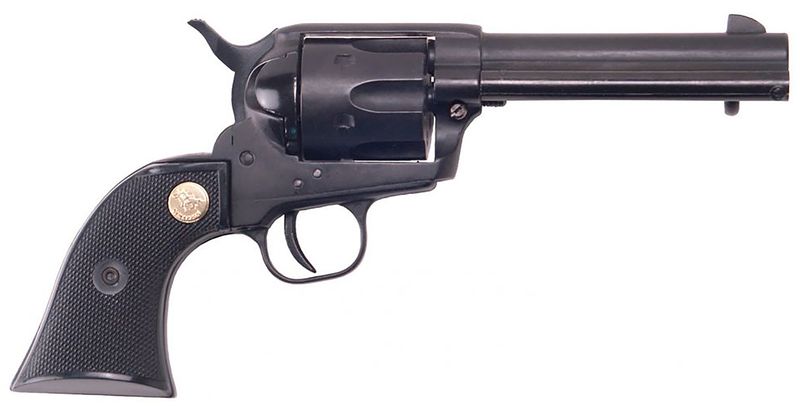 Cimarron Plinkerton Revolver ASPLINK1, 22 LR, 4.75in, Black Checkered Plastic Grips, Matte Black Steel Finish, 6 Rds