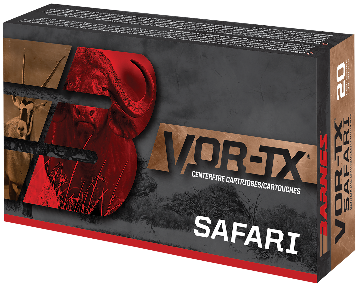 Barnes VOR-TX Safari Rifle Ammunition 21315, 416 Remington Magnum, TSX Flat Base, 400 GR, 20 Rd/bx