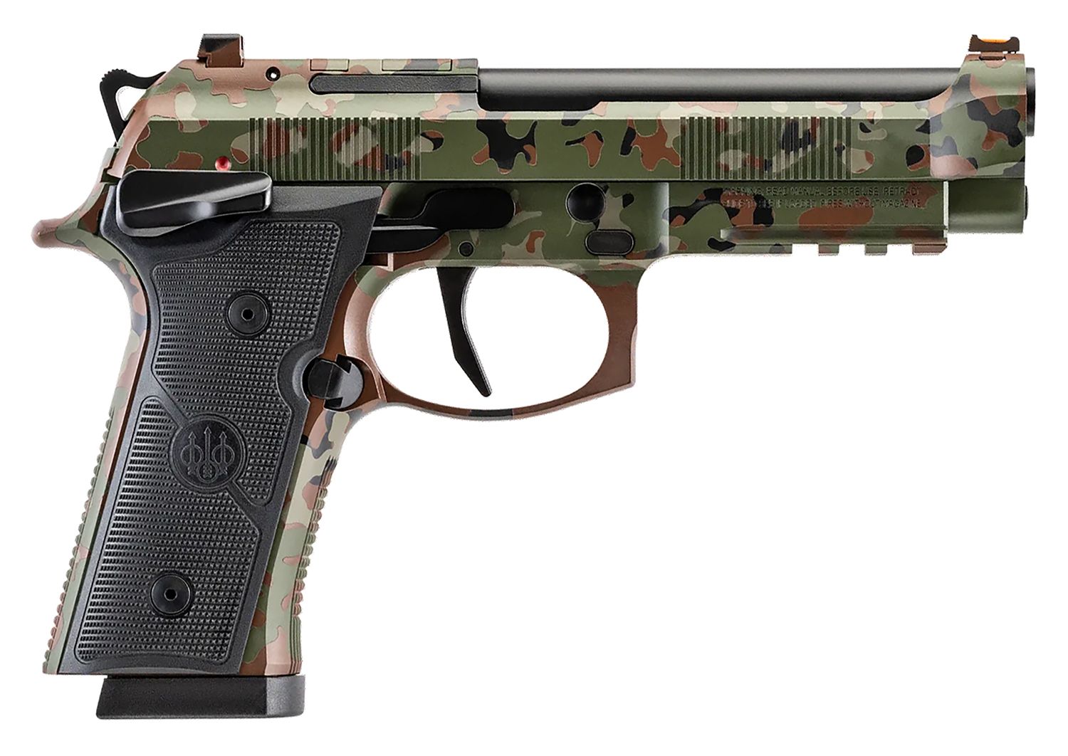 Beretta 92XI Optic Ready Pistol SPEC0744A18, 9mm Luger, 4.70in, Black Textured, Flecktarn Camo Cerakote Finish, 18 Rds