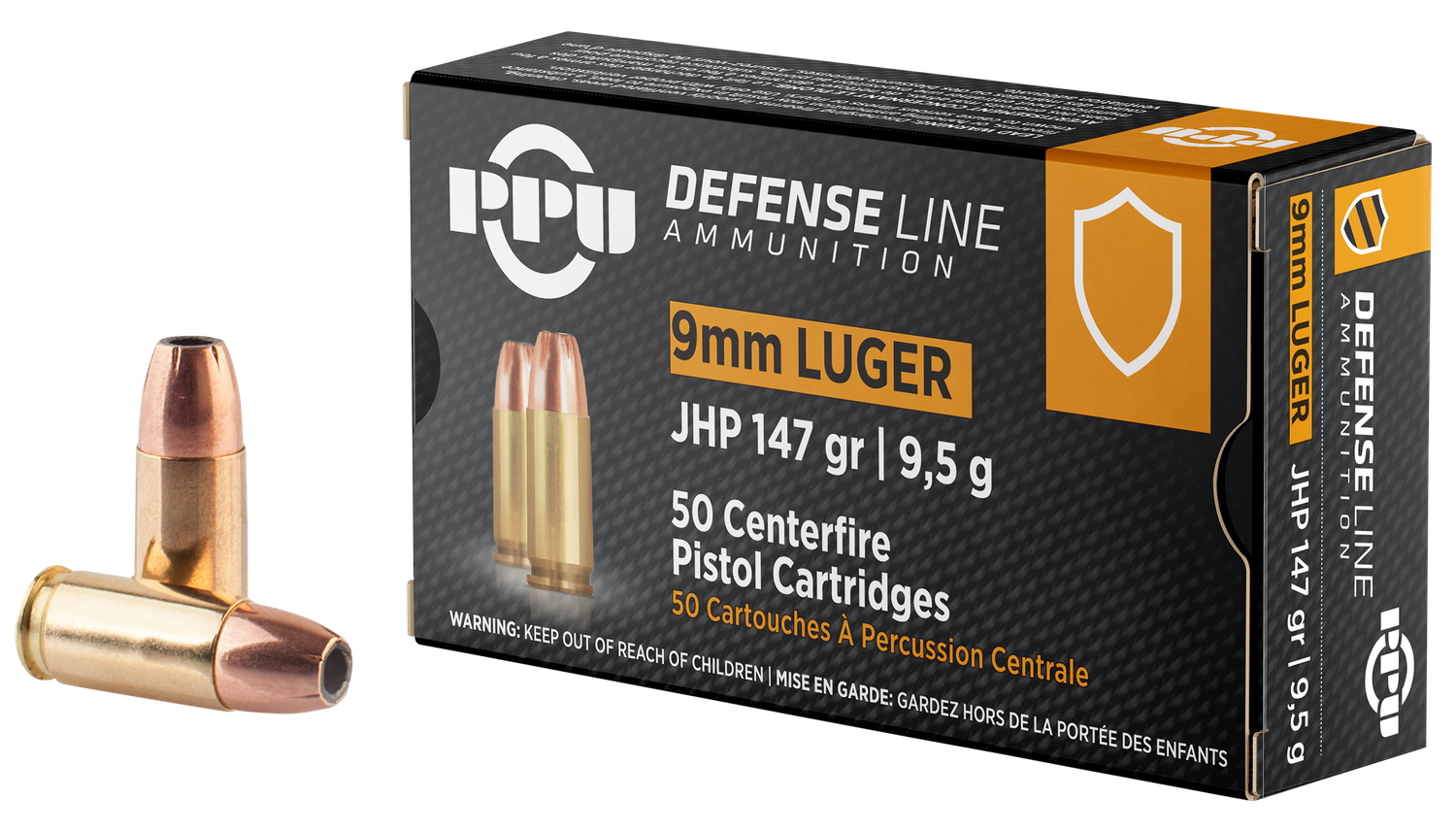 Prvi Partizan Pistol Ammunition PPD92, 9MM, Jacketed Hollow Point (JHP), 147 GR, 990 fps, 50 Rd/bx