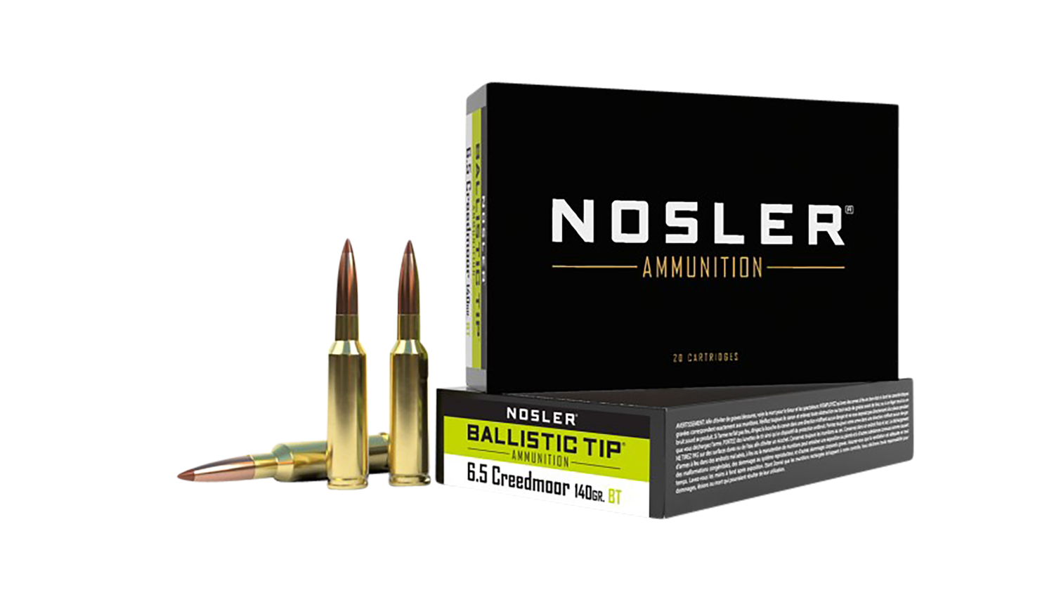 Nosler Ballistic Tip Hunting Rifle Ammunition 40064, 6.5 Creedmoor, Ballistic Tip, 140 Gr, 2650 fps, 20 Rds