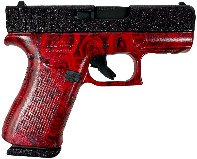 Glock G43X Pistol PX4350204NRR, 9mm Luger, 3.41in, Textured Polymer, Red Roses Cerakote Finish, 10 Rds