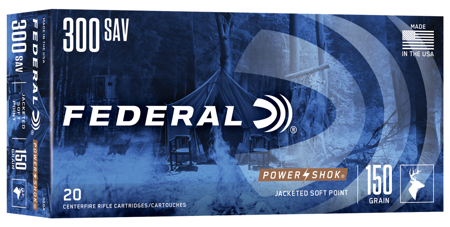 Federal Premium Power Shok Rifle Ammunition 300A, 300 Savage, Soft Point (SP), 150 GR, 2630 fps, 20 Rd/bx