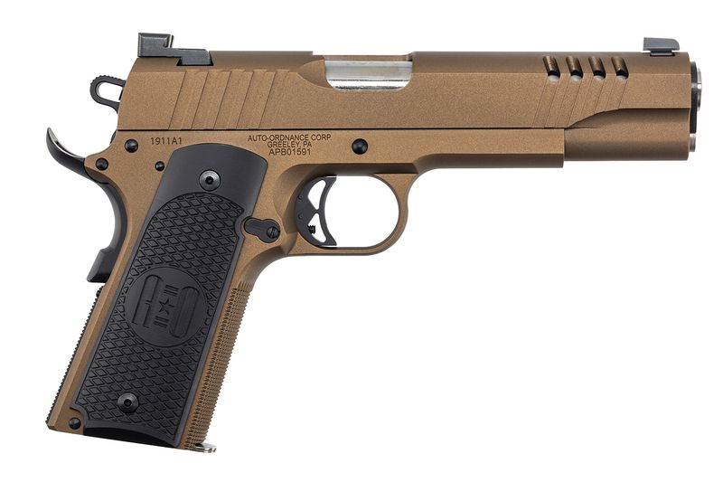 Kahr 1911 Pistol 1911TCAC10, 45 ACP, 5in, Armor Black Cerakote Engraved Aluminum Grips, Burnt Bronze Cerakote Finish, 7 Rds