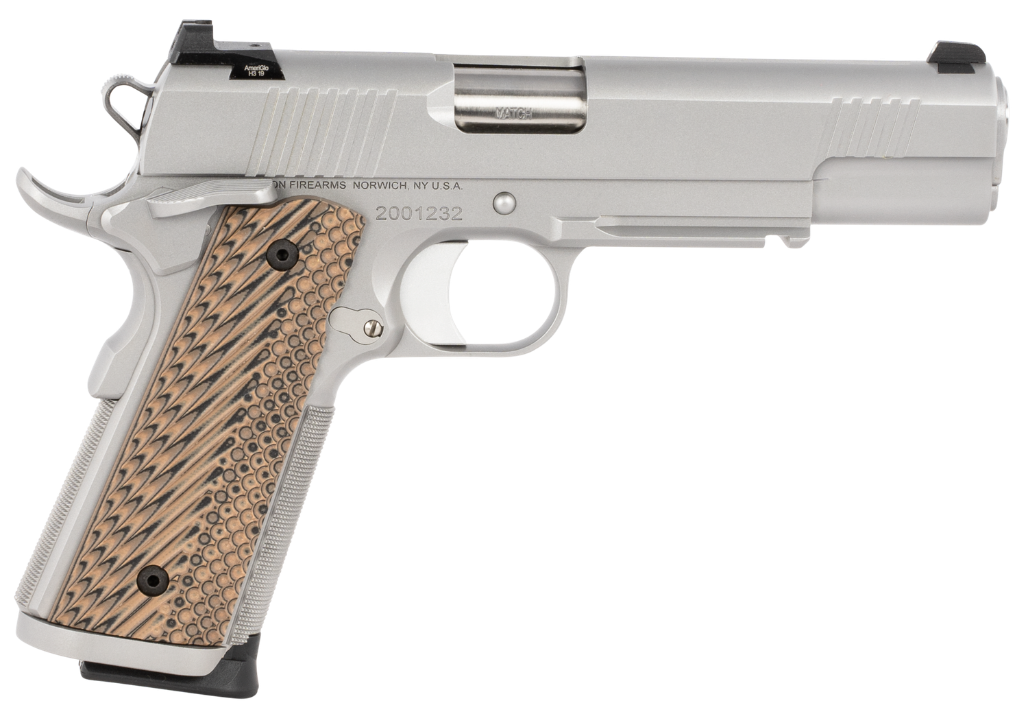 CZ-USA Dan Wesson 1911 Specialist Pistol 01807, 9mm, 5", Brown G10 Grips, Stainless Finish, 10 Rds