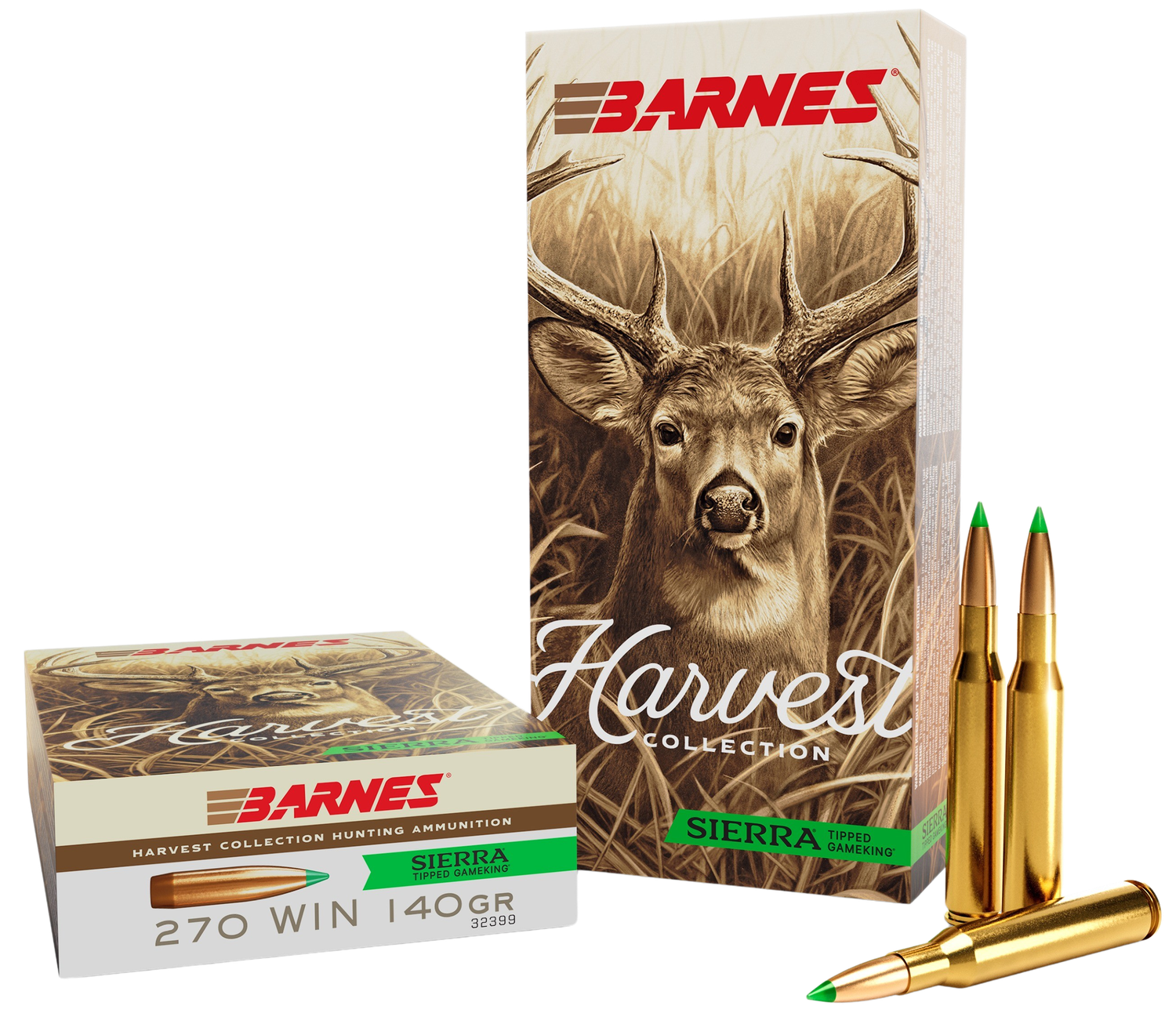 Barnes Harvest Rifle Ammunition 32399, 270 Win, Sierra Tipped GameKing, 140 gr, 20 Rd/Bx