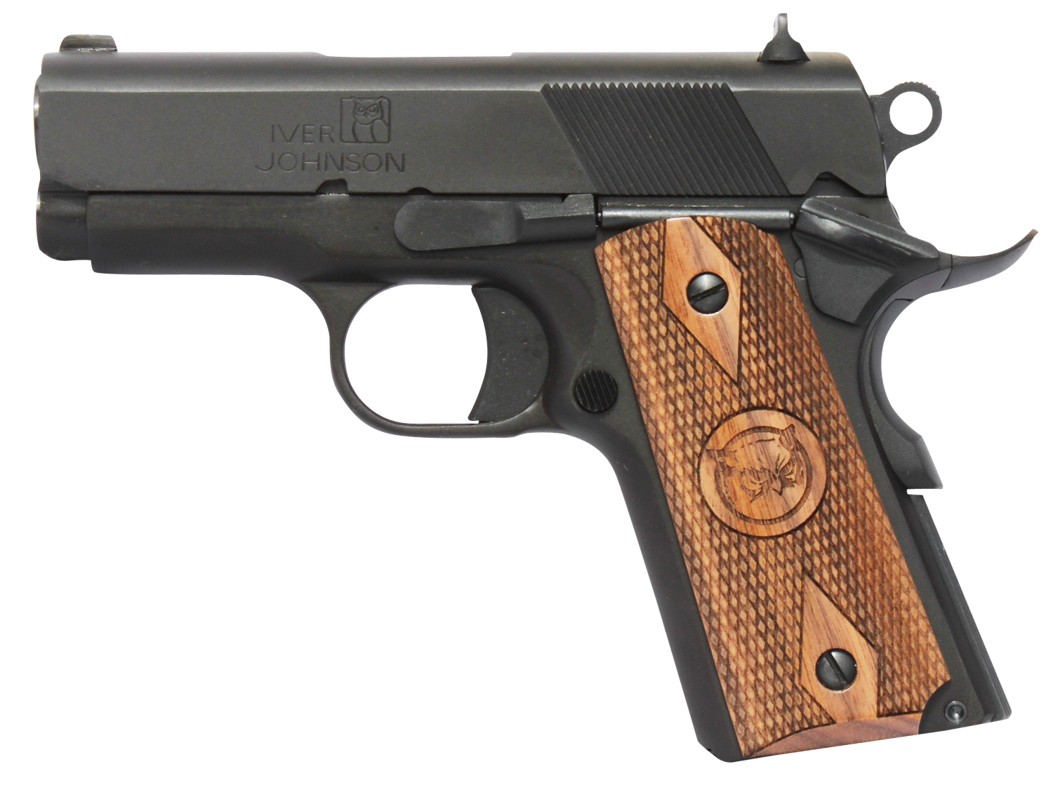 Iver Johnson 1911 Thrasher Officer 70 Series Pistol THRASHER, 45 ACP, 3.13", Walnut Grips, Blued, 7 Rds