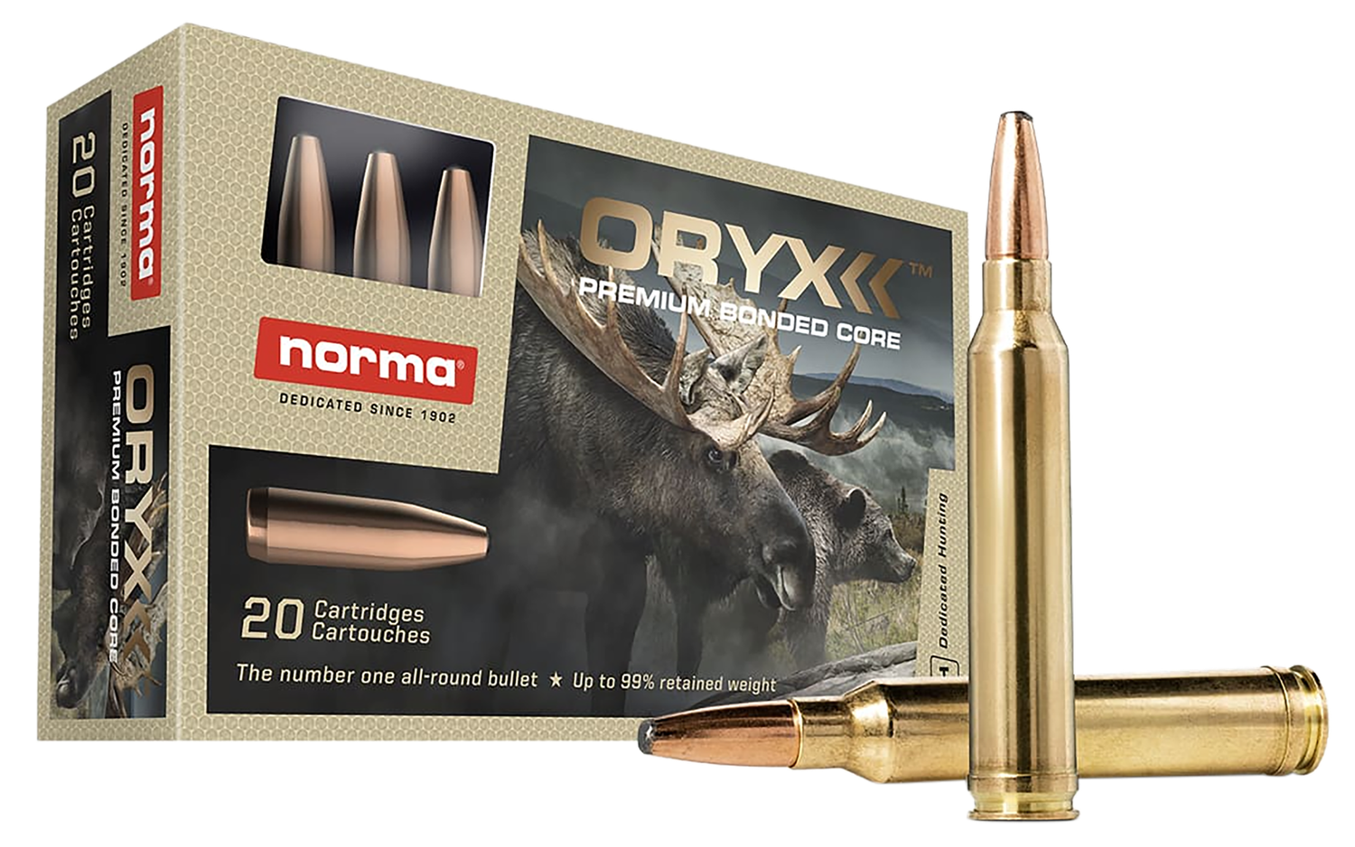 Norma Oryx Rifle Ammunition 20169012, 270 Win, 150 gr, 3182 fps, 20 Rd/Bx