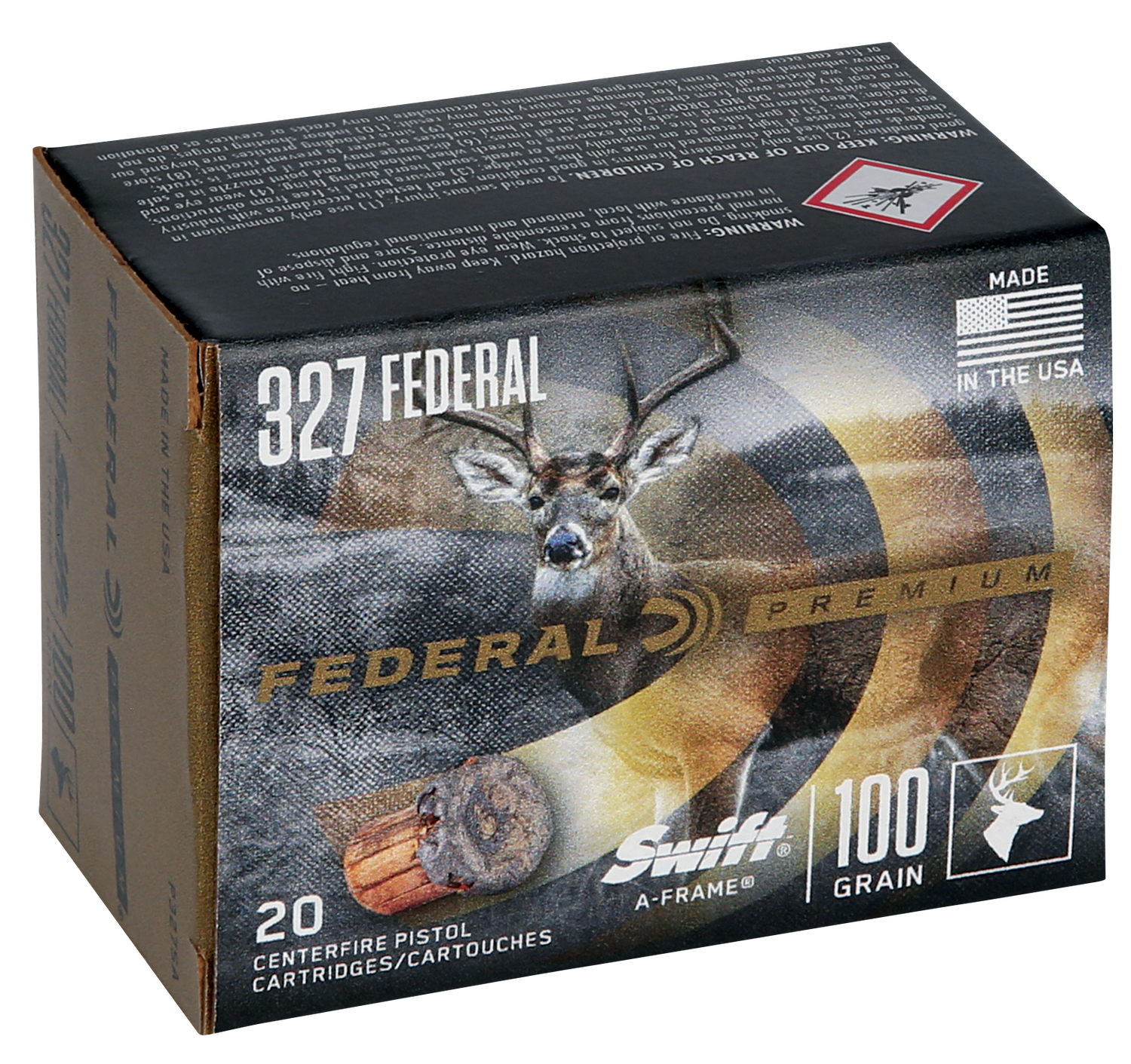 Federal Premium Pistol Ammunition P327SA, 327 Federal Mag, Swift A Frame, 100 gr, 1500 fps, 20 Rd/Bx