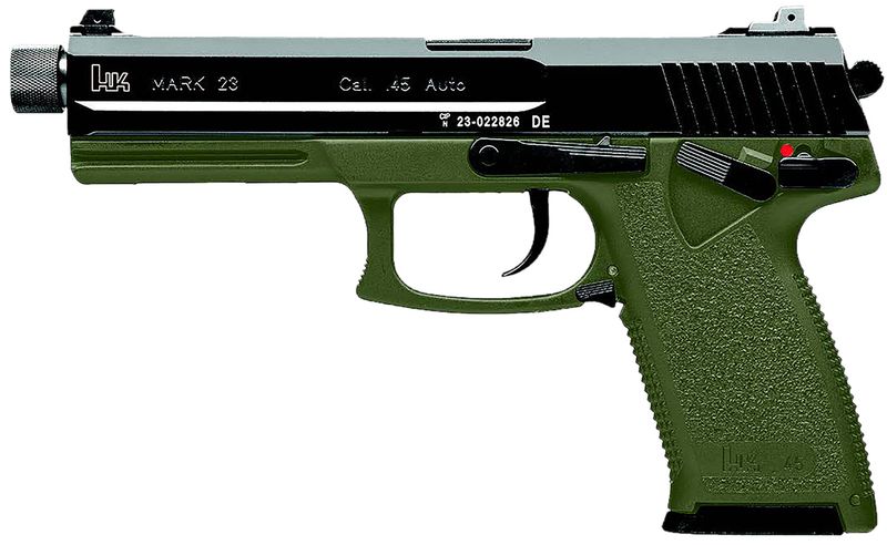 Heckler & Koch Mark 23 Pistol 81001075, 45 ACP, 5.87in, Textured Grips, OD Green Finish, 10 Rds