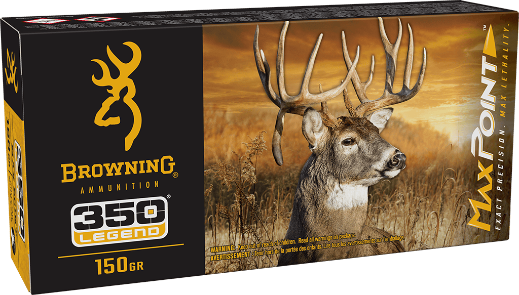 Browning Rifle Ammunition B192103502, 350 Legend, Max Point, 150 gr, 2325 fps, 20 Rd/Bx