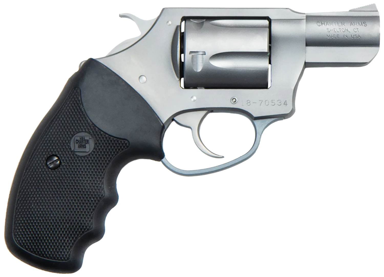 Charter Arms Undercoverette Revolver 73220, 32 H & R Mag, 2", Checkered Rubber Grip, Stainless Finish, 5 Rd