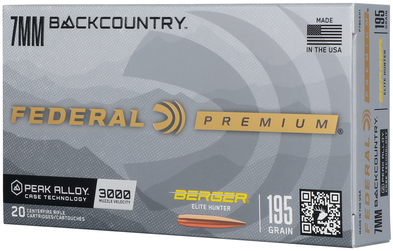 Federal Premium Rifle Ammunition P7BCEH1, 7mm BackCountry, Elite Hunter, 195 gr, 3000 fps, 20 Rd/Bx