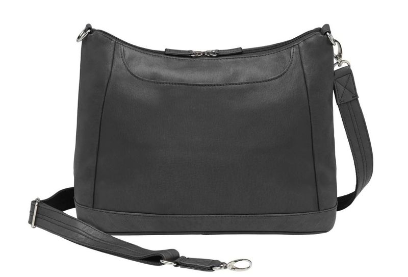 Gun Tote'n Mamas Distressed Leather RFID Hobo Purse Brown (GTM-90/BK) Fits Small Pistols & Revolvers, Ambidextrous Hand, Black Tumbled Leather