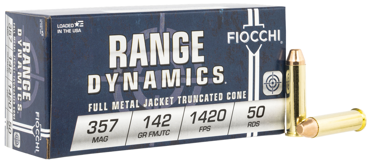 Fiocchi Shooting Dynamics Pistol Ammunition 357F, 357 Magnum, Truncated Cone Full Metal Jacket (FMJ), 142 GR, 1420 fps, 50 Rd/bx