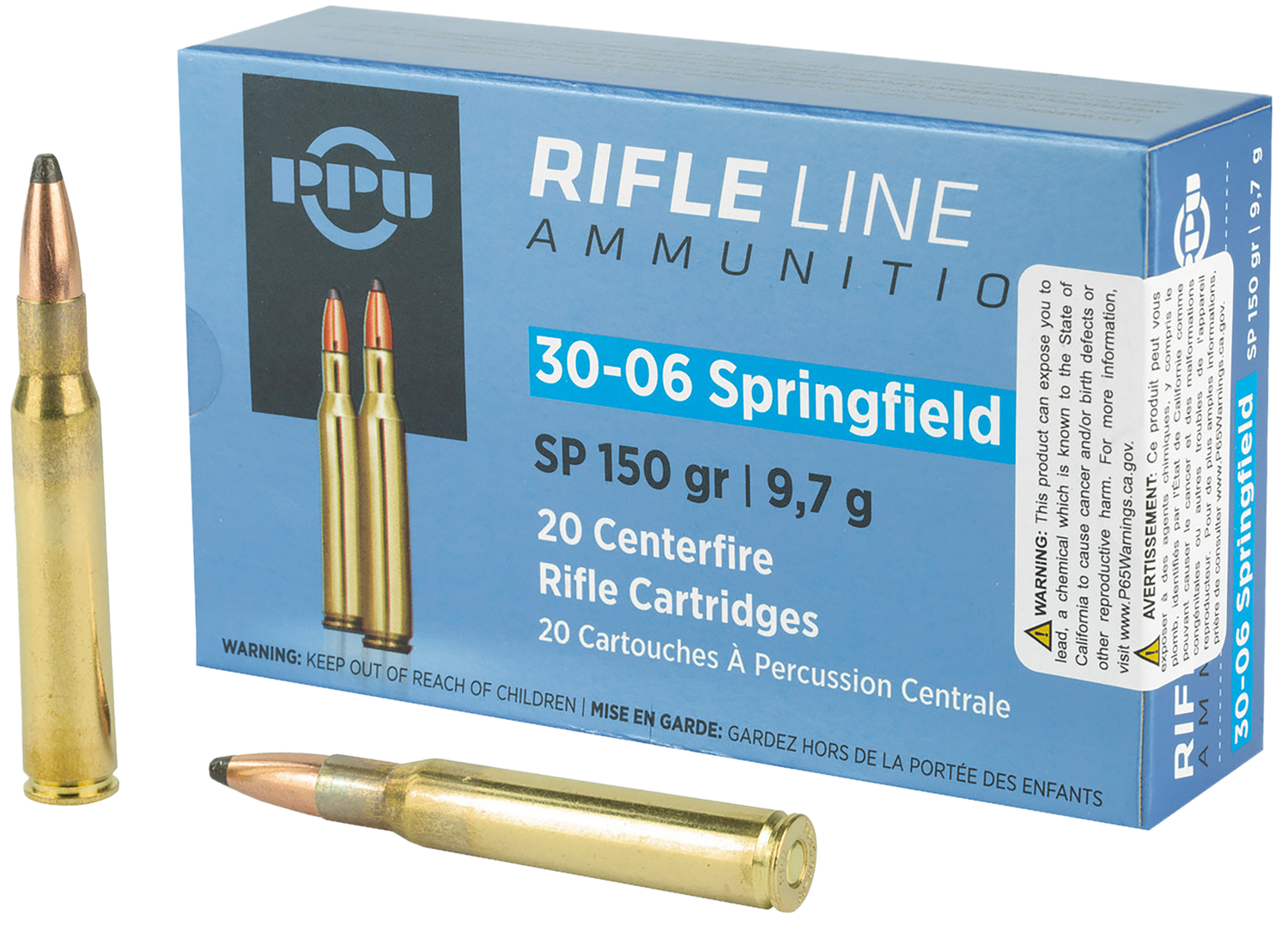 Prvi Partizan Rifle Ammunition PP30061, 30-06 Springfield,  Soft Point (SP), 150 GR, 2910 fps, 20 Rd/bx