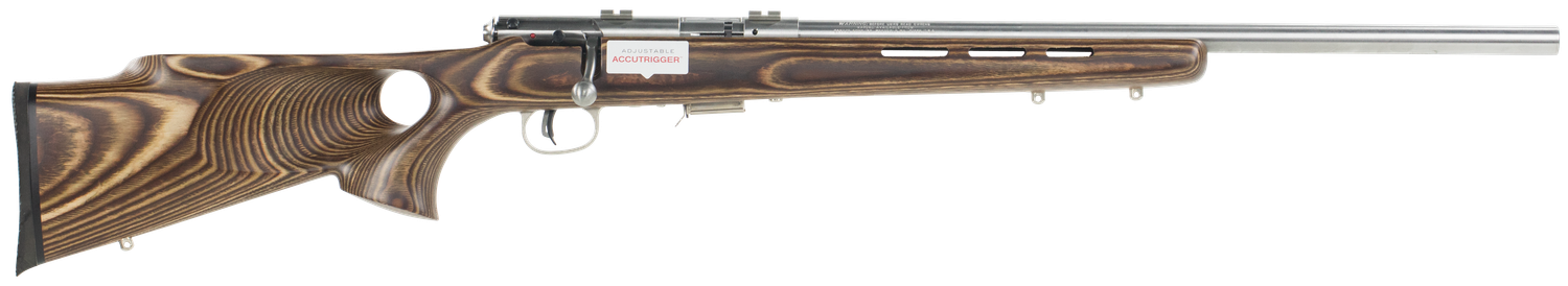 Savage 93BTVS Magnum Rimfire Rifle 94725, 22 Win Magnum Rimfire, 20.75" Hvy BBL, Bolt Action, Laminated Thumbhole Stock, Stain Steel Finish, 5 Rds