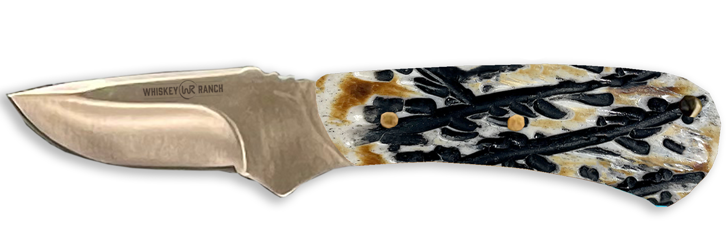 Whiskey Bent Knives Mini Skinner Knife w/Clip Point Blade, Burnt Bone Handle (WB44-16)