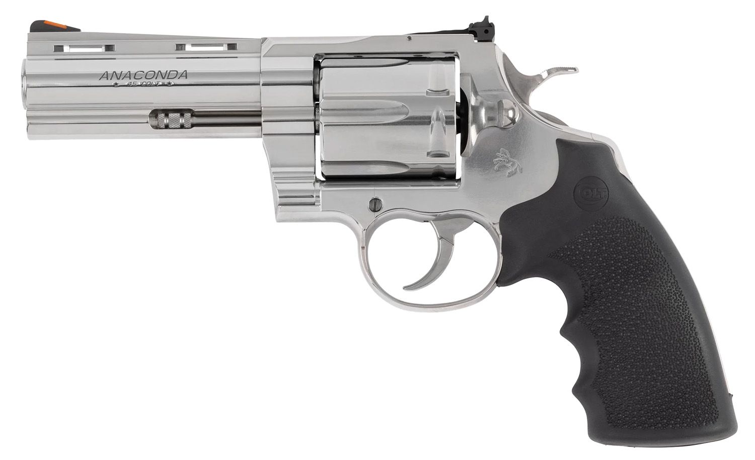 Colt Anaconda Revolver ANACONDASP4RTS45C, 45 Colt (Long Colt), 4.25in, Black Grips, Stainless Steel Frame Finish, 6 Rds