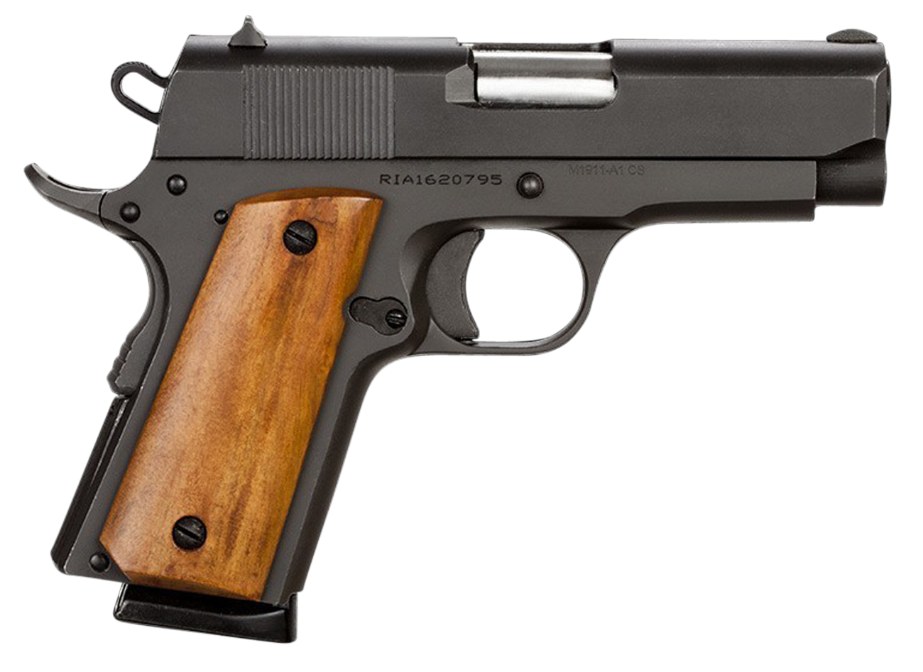 Rock Island Armory Compact GI 1911 Pistol 51416, 45 ACP, 3.5 in, Wood Grips, Black Finish, 7 Rd (CA Approved)