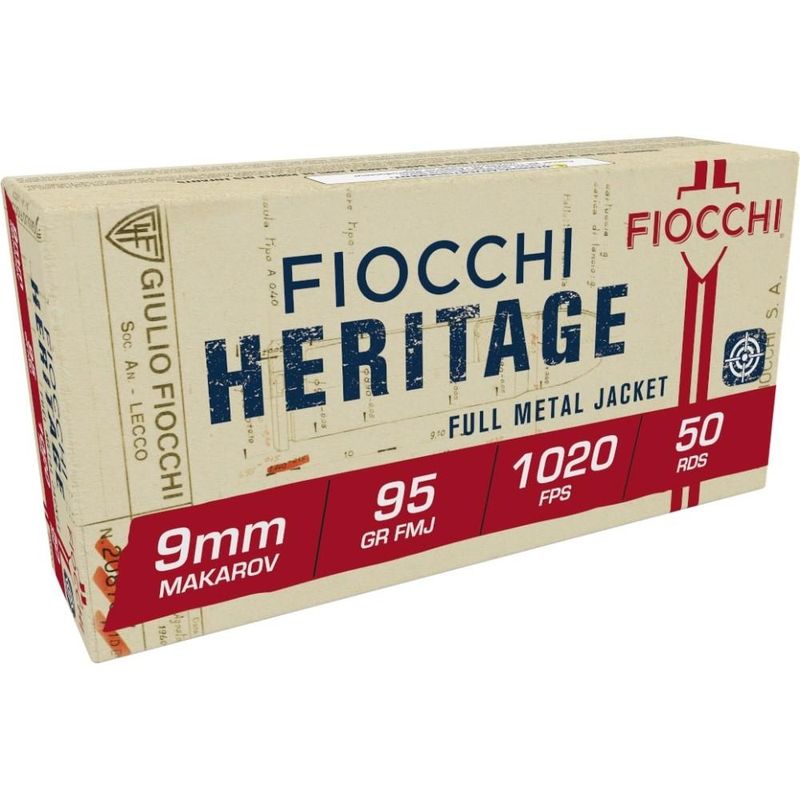 Fiocchi Shooting Dynamics Specialty Pistol Ammunition 9MAK, 9x18mm (9mm Makarov), Metal Case (MC), 95 GR, 1020 fps, 50 Rd/bx