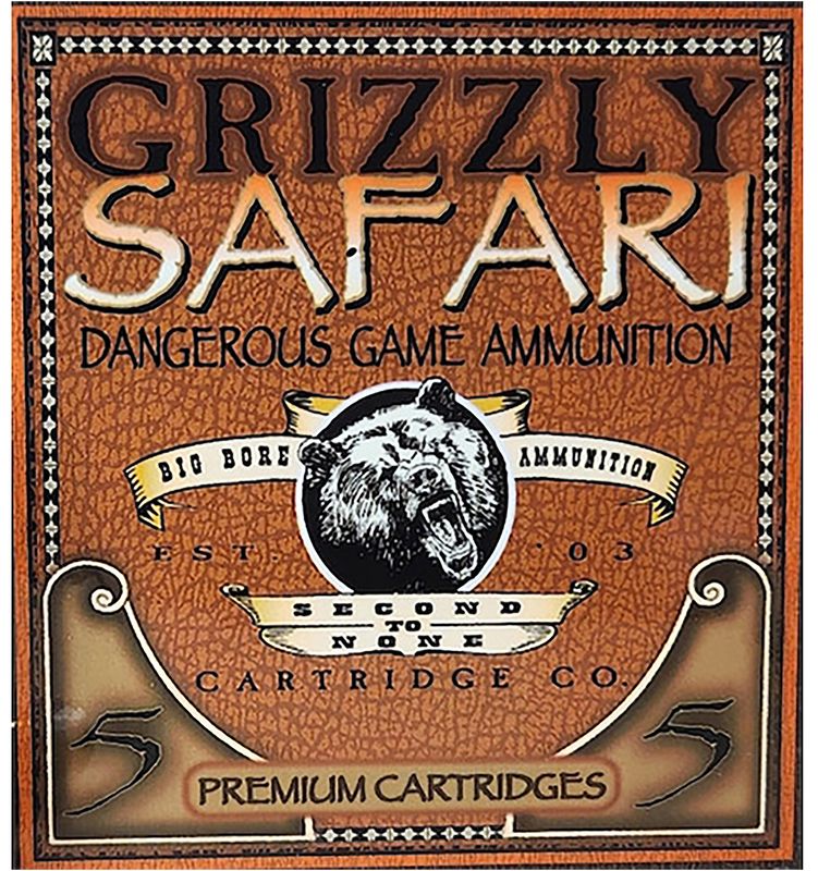 Grizzly Ammunition Safari Rifle Ammunition GC45RG5, 450 Rigby, Solid Brass, 500  GR, 5 Rd/bx