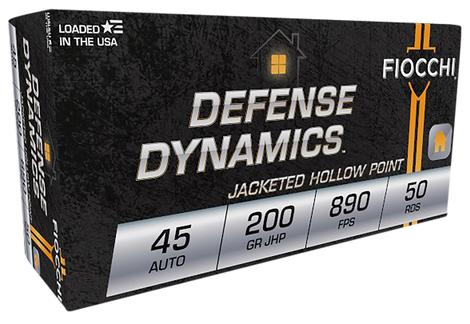 Fiocchi Shooting Dynamics Pistol Ammunition 45B, 45 ACP, Jacketed Hollow Point (JHP), 200 GR, 890 fps, 50 Rd/bx