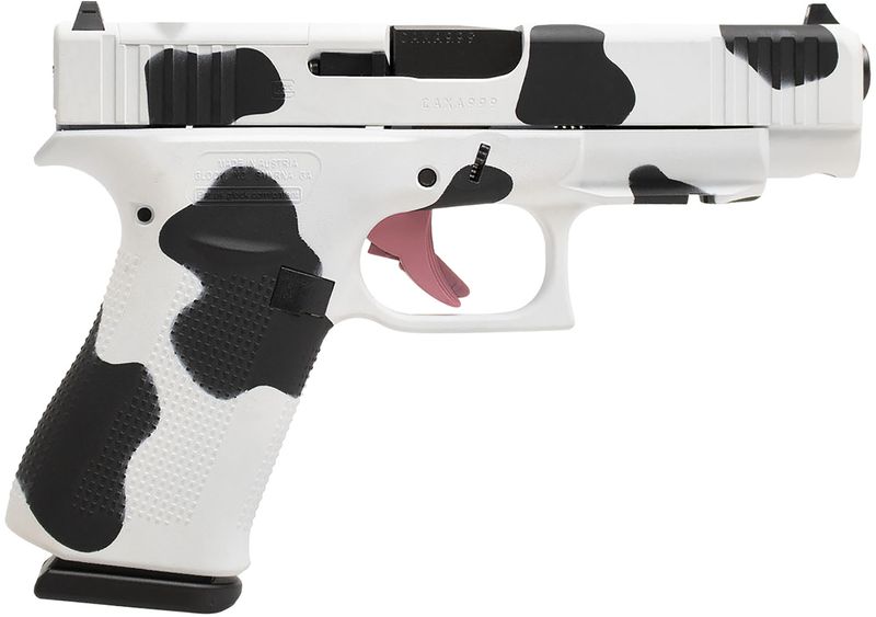 Glock G48 Gen5 MOS Pistol PA4850204FRMOSMOO, 9mm Luger, 4.17in, Polymer Frame w/Beavertail & Textured Grips, Cow Print Cerakote Finish, 10 Rds