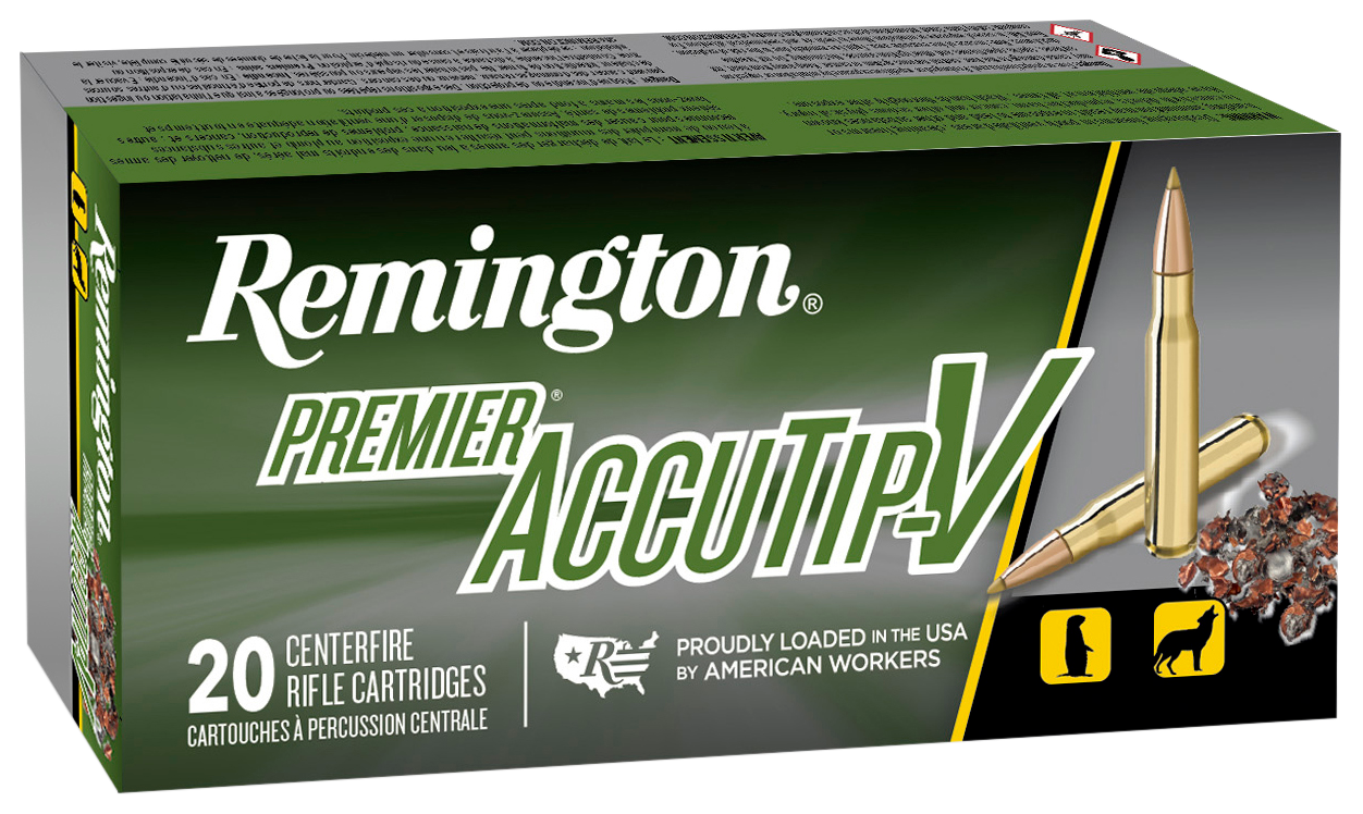 Remington Premier Accutip-V Rifle Ammunition 21202, 224 Valkyrie, AccuTip V Boat Tail, 60 gr, 3300 fps, 20 Rd/Bx