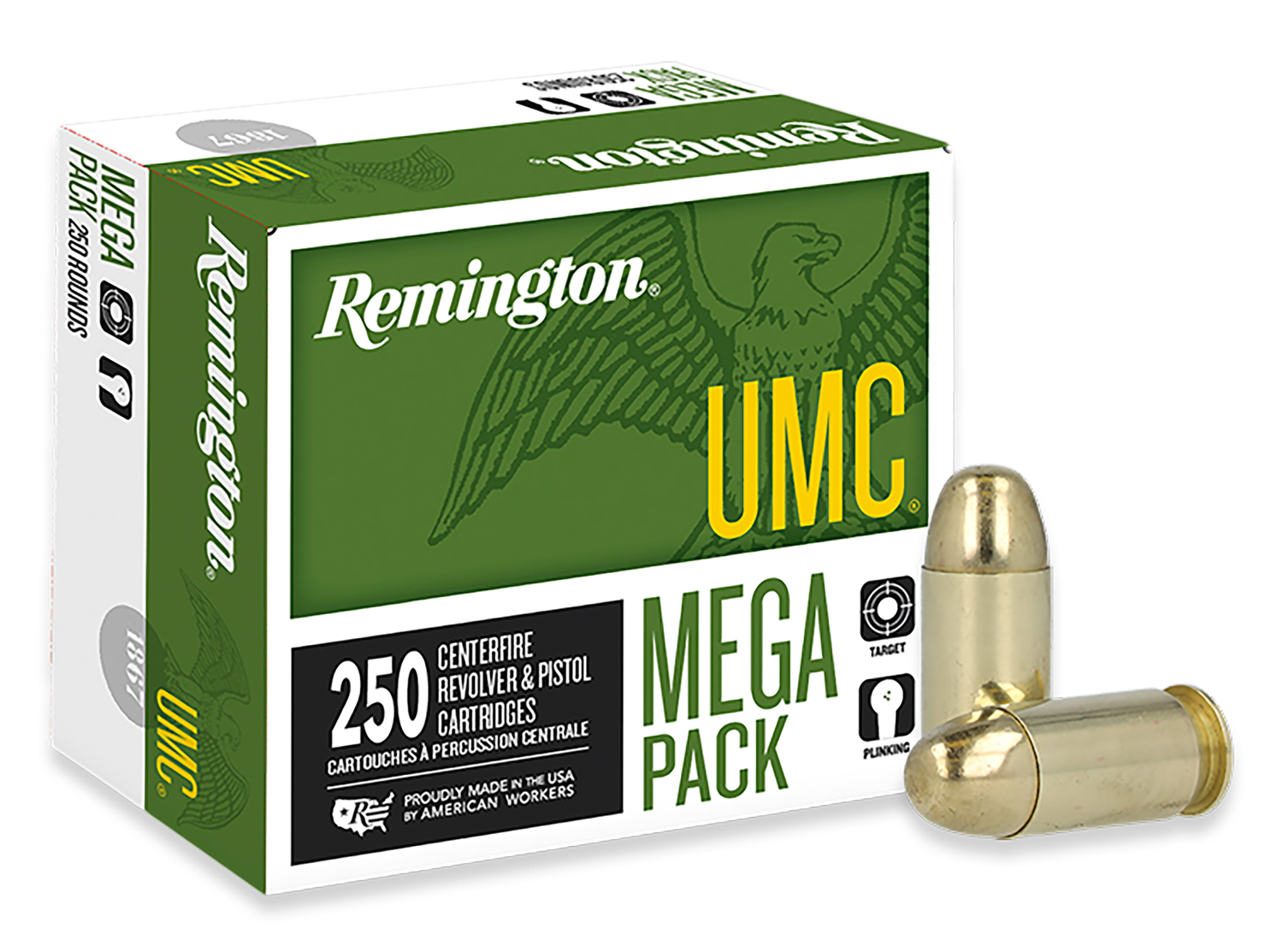 Remington UMC Handgun Ammunition Mega Pack L45AP4A, 45 ACP, Metal Case (MC), 230 GR, 845 fps, 250 Rd/b
