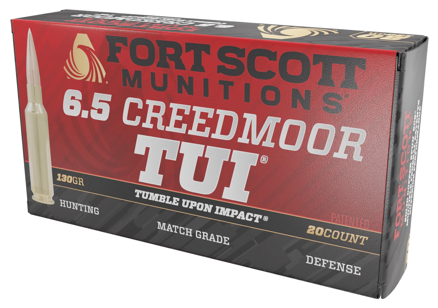 Fort Scott Munitions TUI Rifle Ammunition 65CM130SCV2, 6.5 Creedmoor, Solid Copper Spun, 130 gr, 2700 fps, 20 Rd/Bx