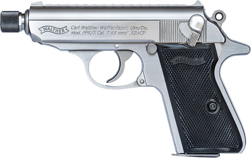 Walther PPK/S Pistol 4796044, 32 ACP, 3.30in, Textured Polymer Grips, Stainless Finish, 7 Rds