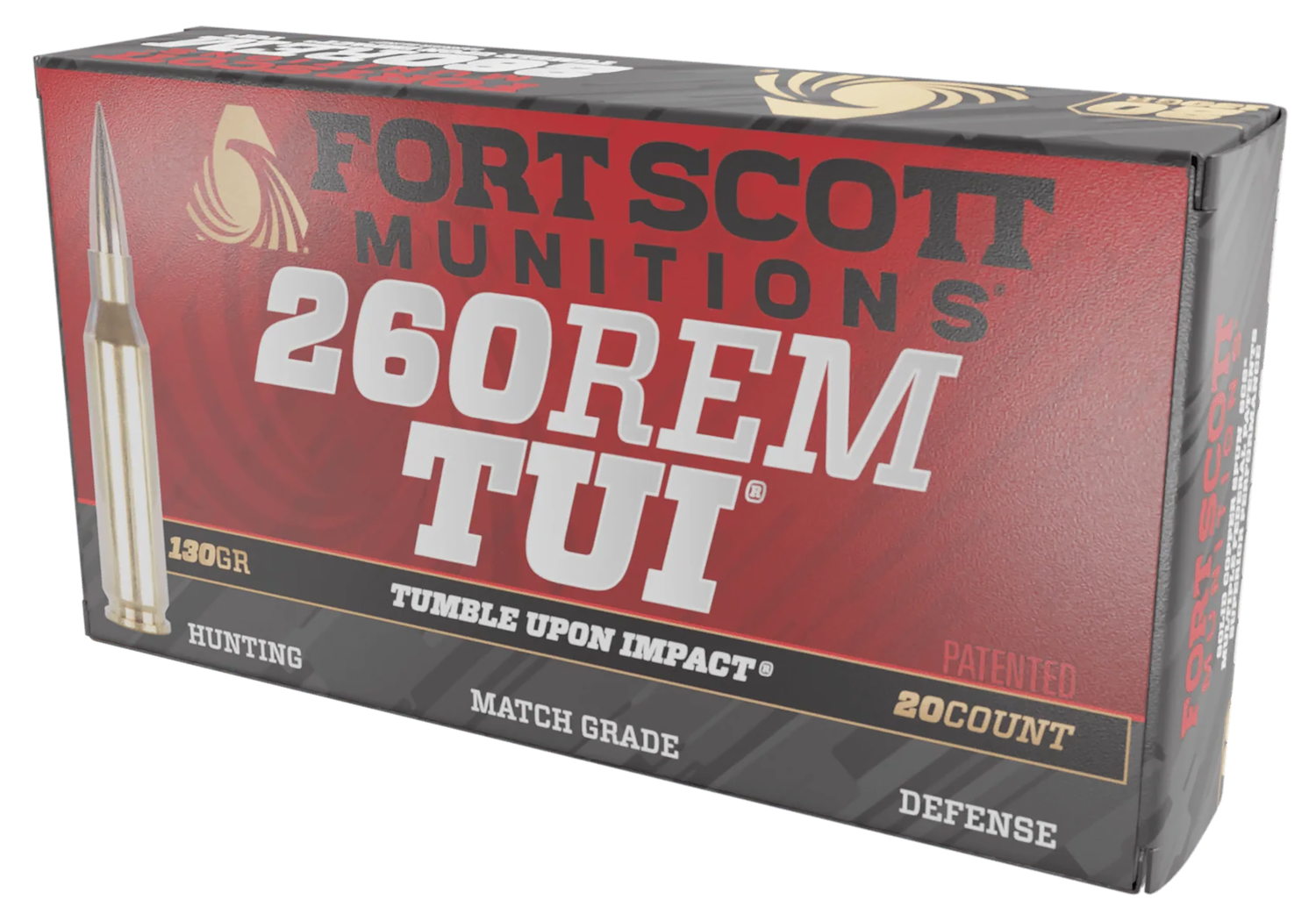 Fort Scott Munitions TUI Rifle Ammunition 260130SCV2, 260 Rem, Solid Copper Spun, 130 gr, 2701 fps, 20 Rd/Bx