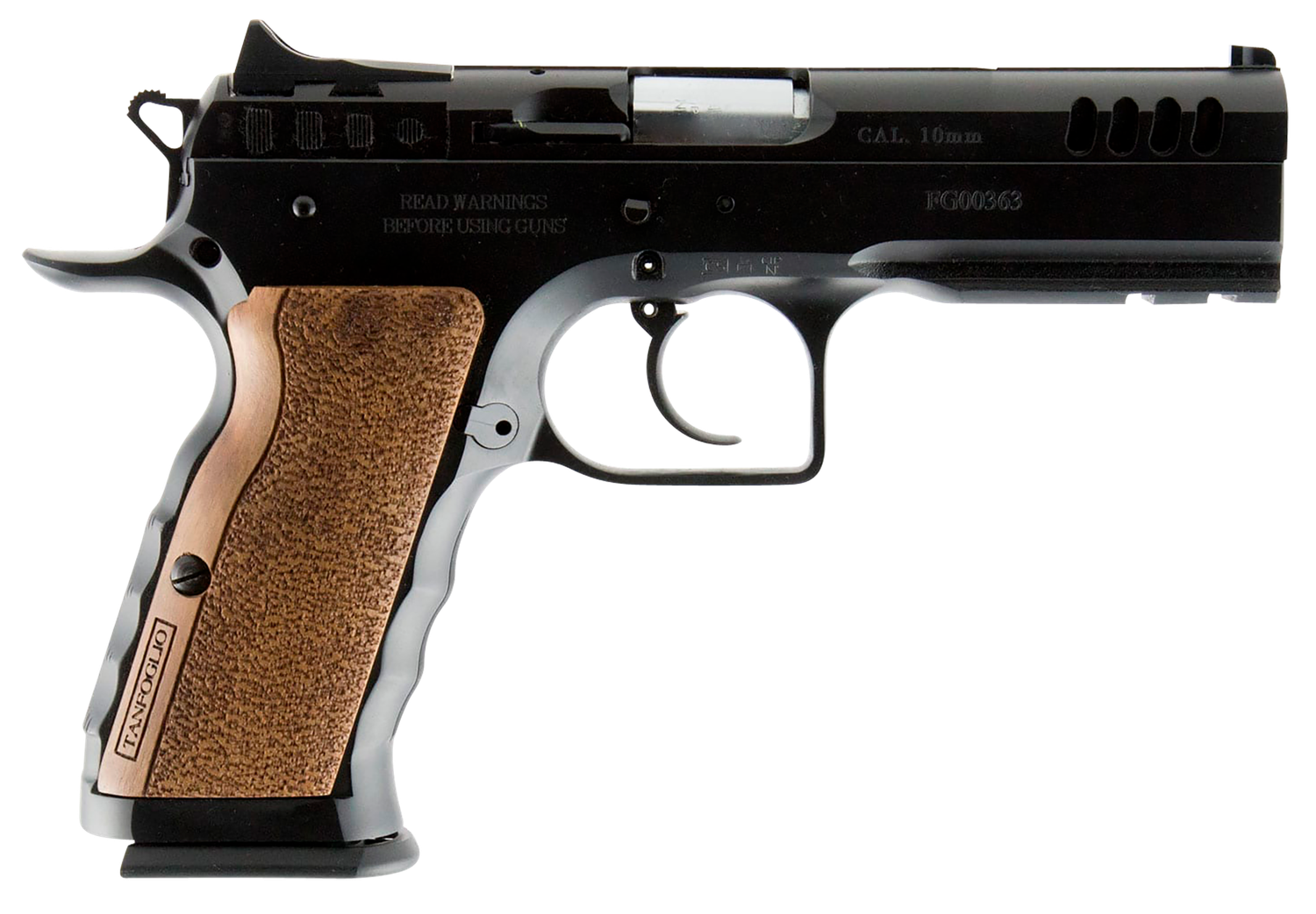 EAA Defiant Stock I Pistol TFSTOCKI10, 10mm Auto, 4.50in, Serrated Slide & Wood Grips, Black Finish, 13 Rds