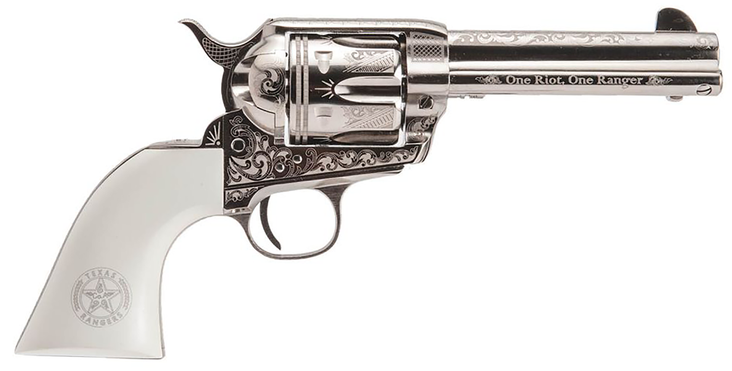 Cimarron Frontier Texas Ranger Revolver PP410LNTXR, 45 Colt (LC), 4.75in, White Polymer Grips, Steel Frame Finish, 6 Rds